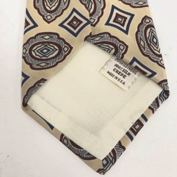 Yves Saint Laurent Beige and Brown Geometric Tie - Picture 5 of 6